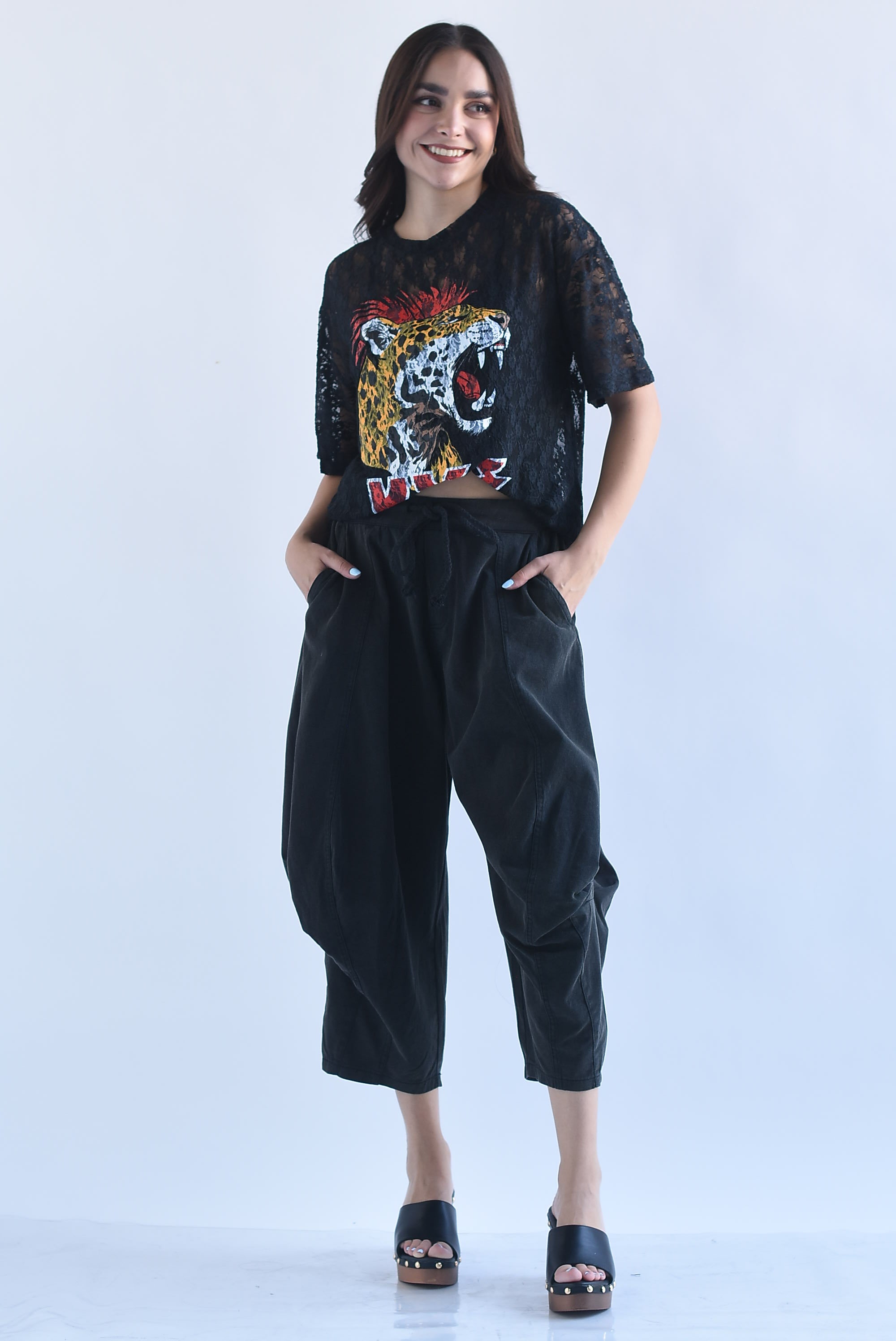 Pantalón barrel culotte Denim