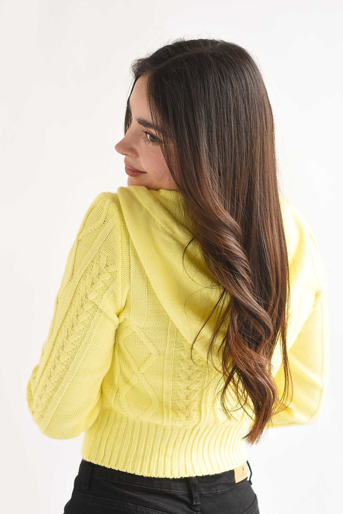 Sweater hoodie punto trenzado