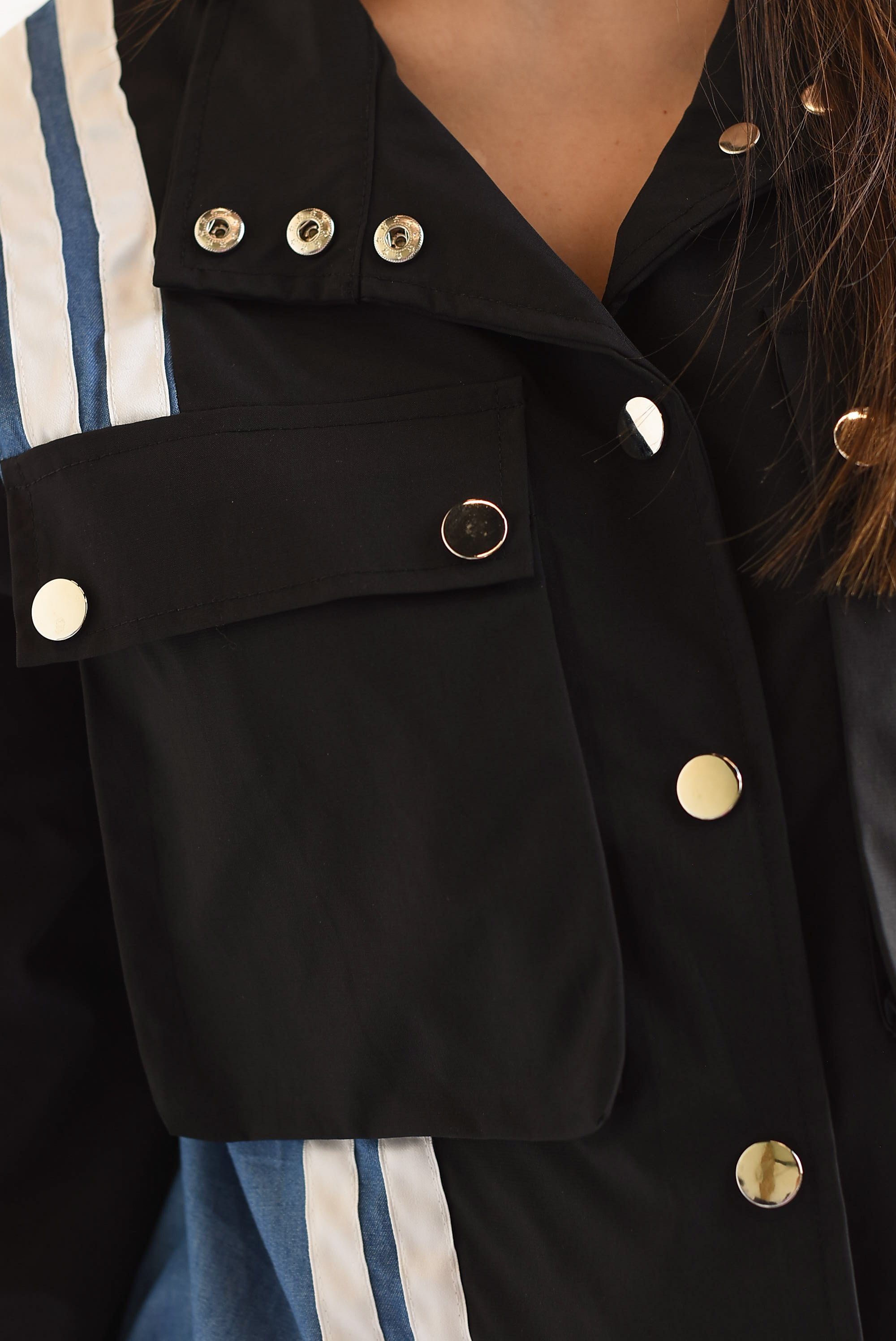 Set Pantalón y Chamarra parachute denim track Negro