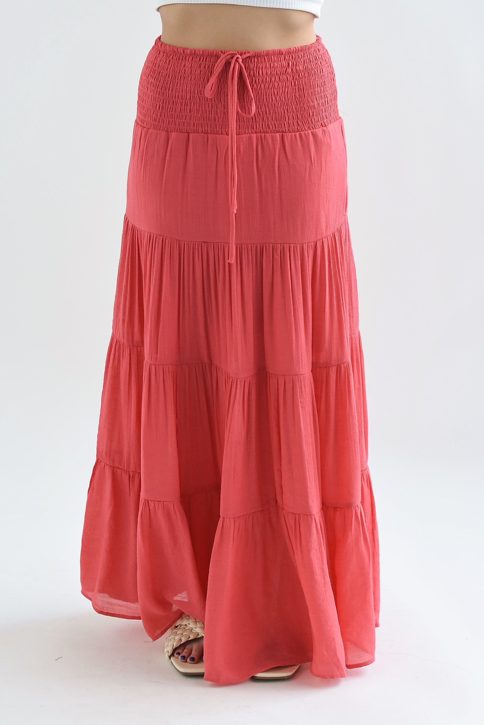 Falda larga boho Coral