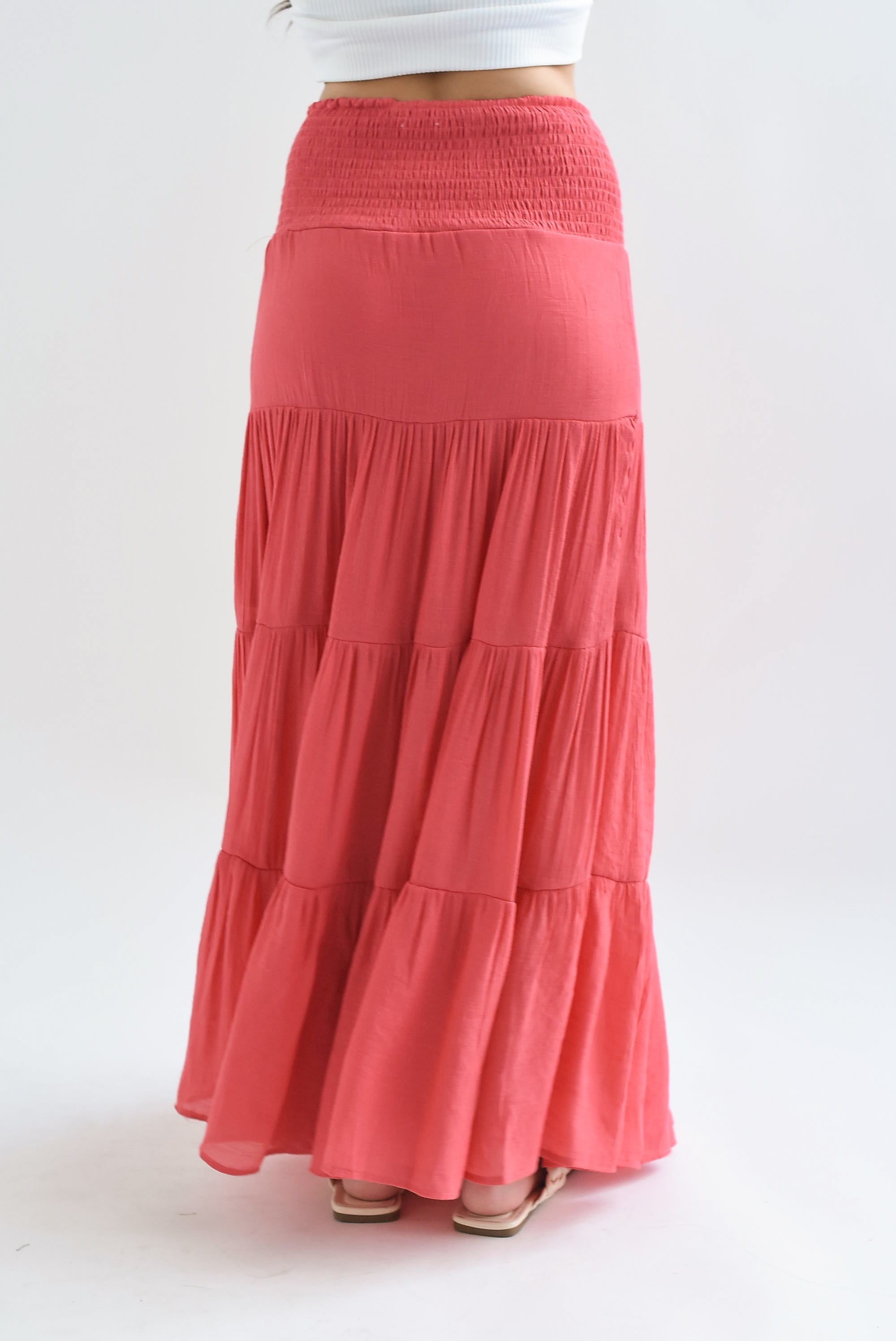 Falda larga boho Coral