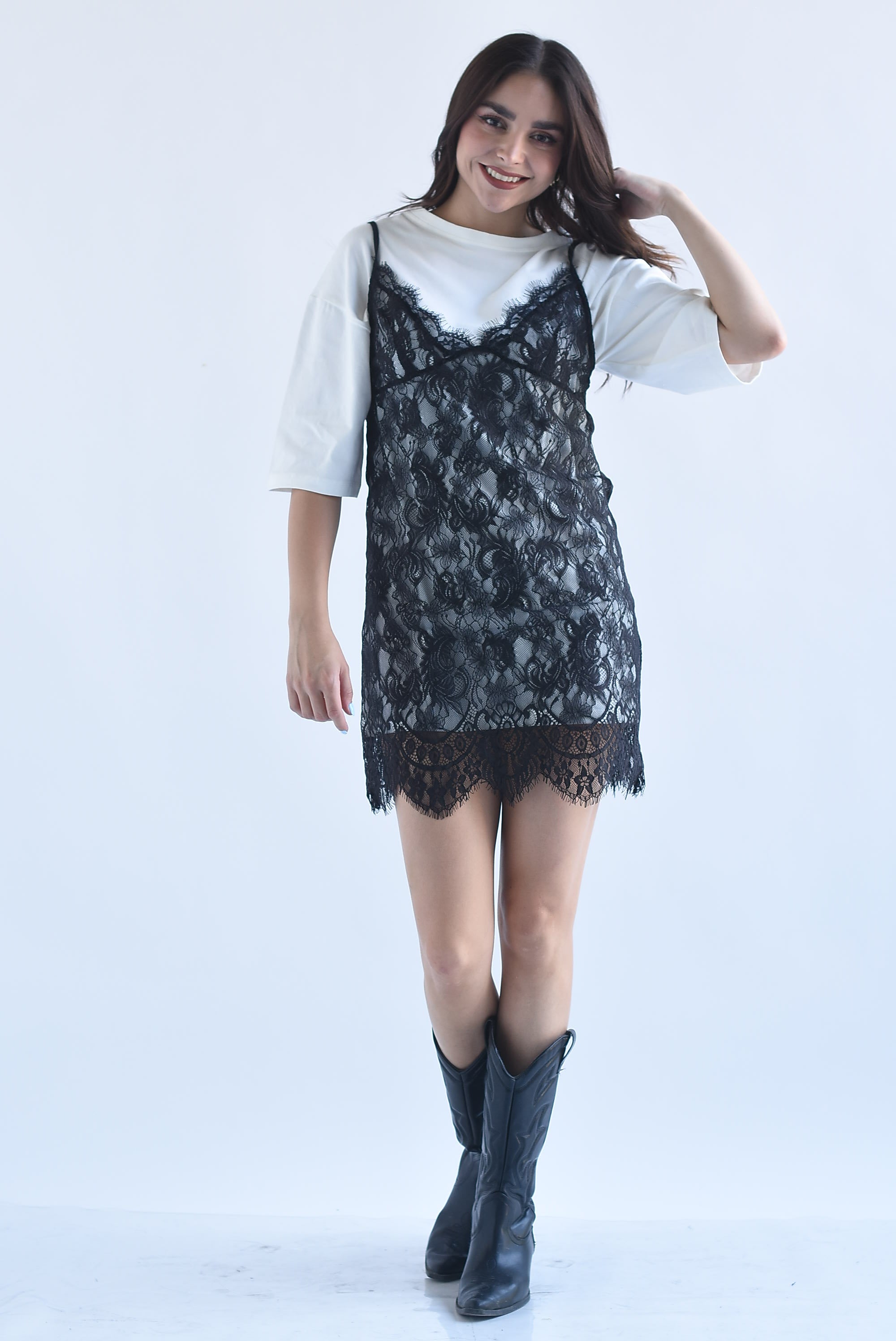 T-Shirt dress vestido encaje