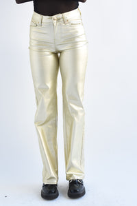 Fashion Styled Pantalón metalizado Dorado