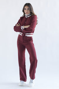 Fashion Styled Set Pantalón y Chamarra cargo Vino