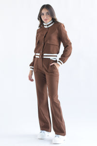 Fashion Styled Set Pantalón y Chamarra cargo Marrón