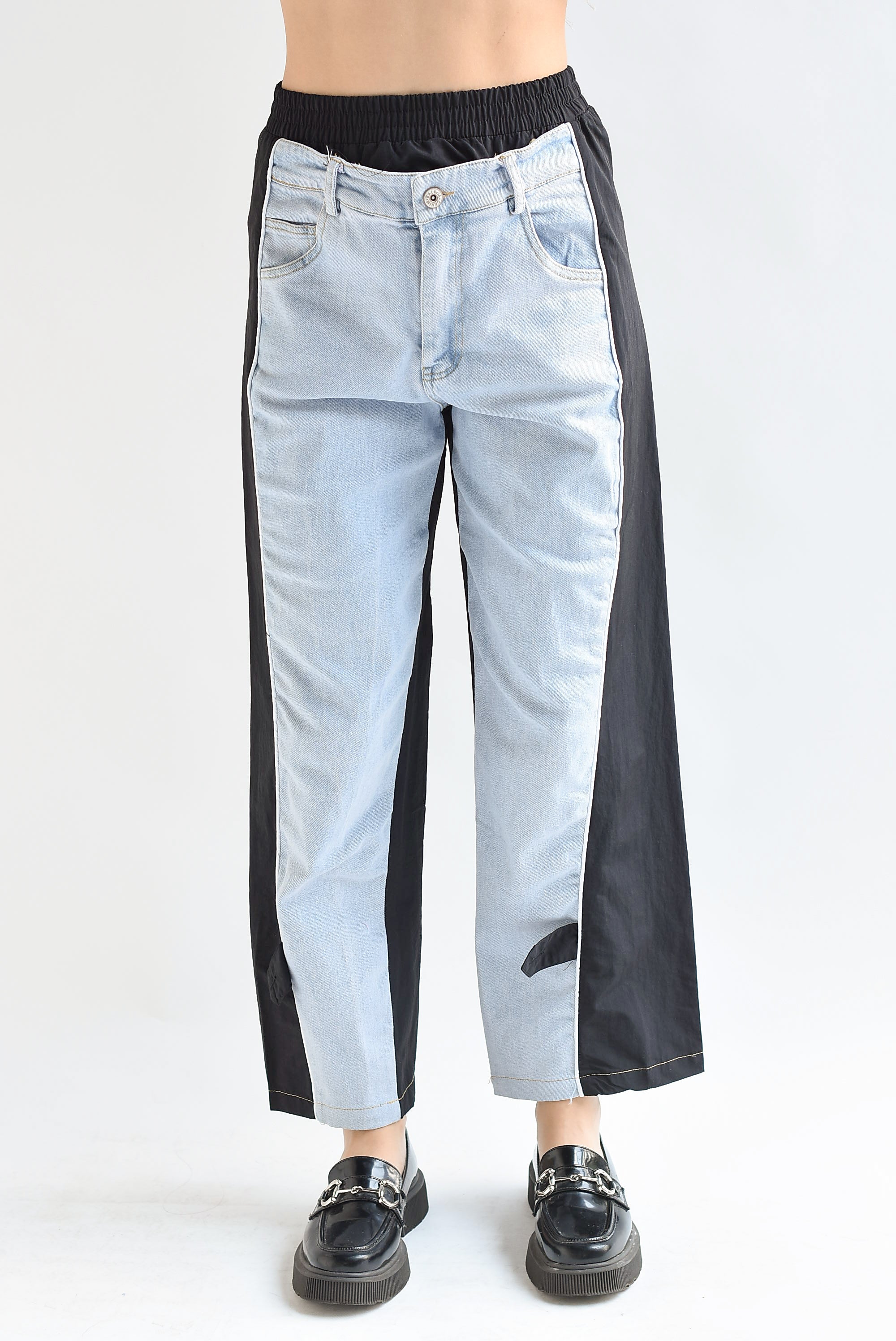Pantalón parachute Negro con Denim