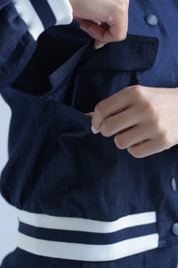 Fashion Styled Set Pantalón y Chamarra cargo Azul Denim Dark