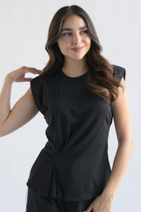 Fashion Styled Blusa pinza drapeada Negro