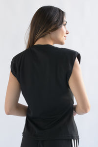 Fashion Styled Blusa pinza drapeada Negro