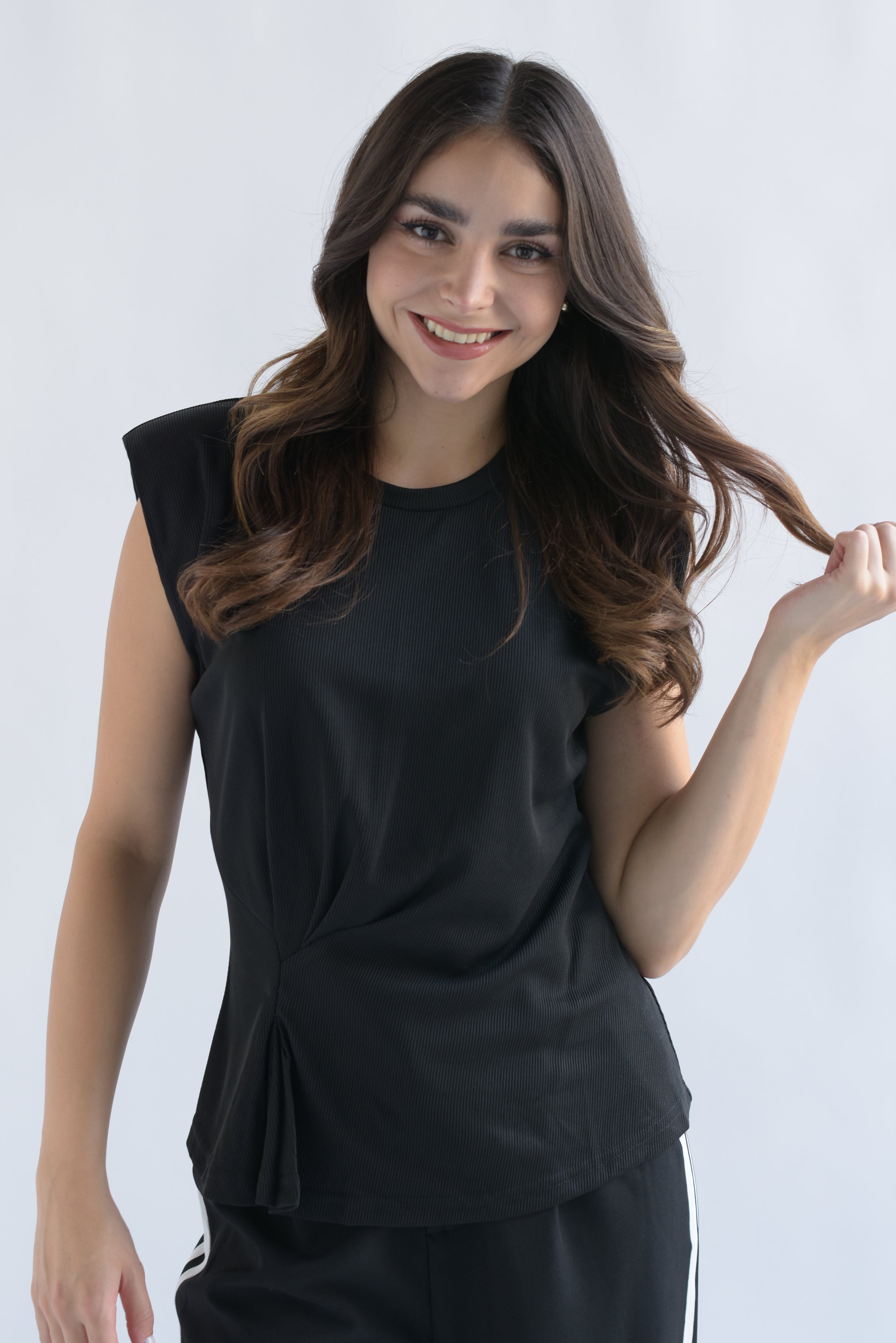 Blusa pinza drapeada Negro