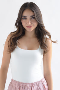 Fashion Styled Body licra cuello cuadrado doble Blanco