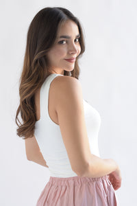 Fashion Styled Body licra cuello cuadrado doble Blanco