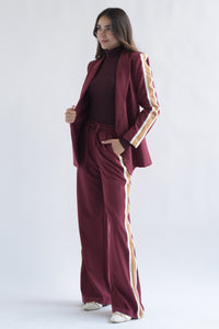 Fashion Styled Set Pantalón y Blazer track bitono Vino