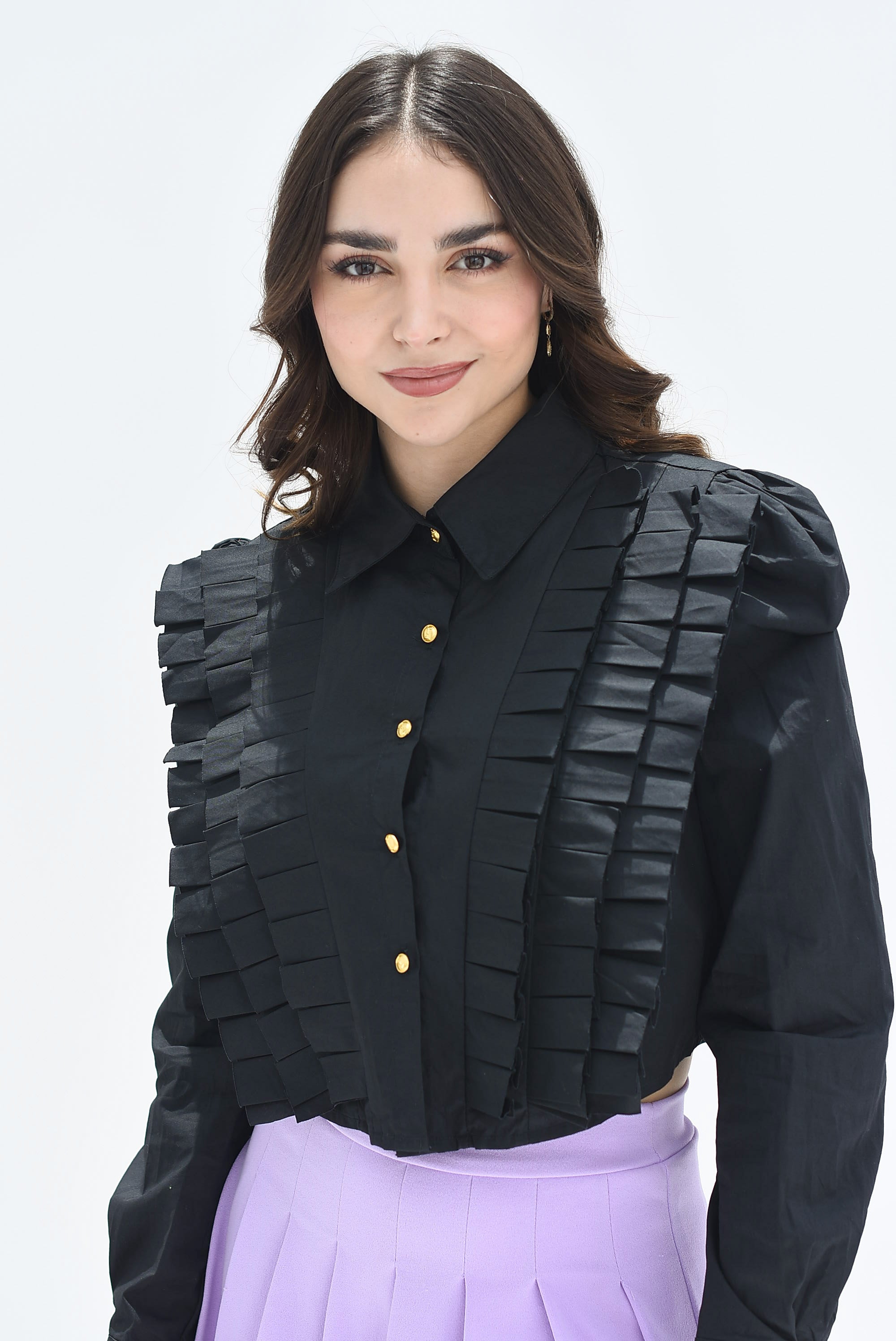 Camisa plisada Negra