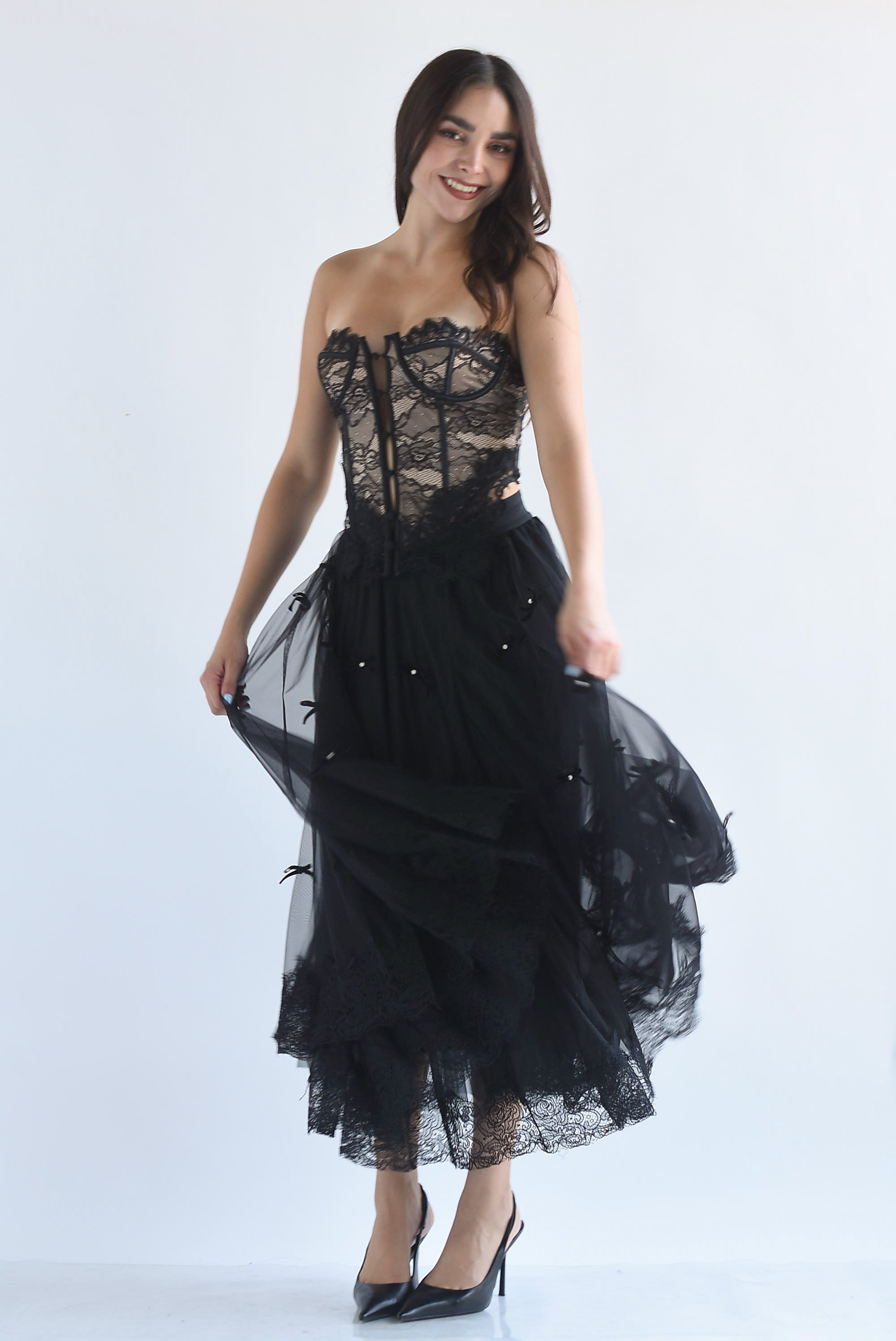 Falda tulle moños terciopelo