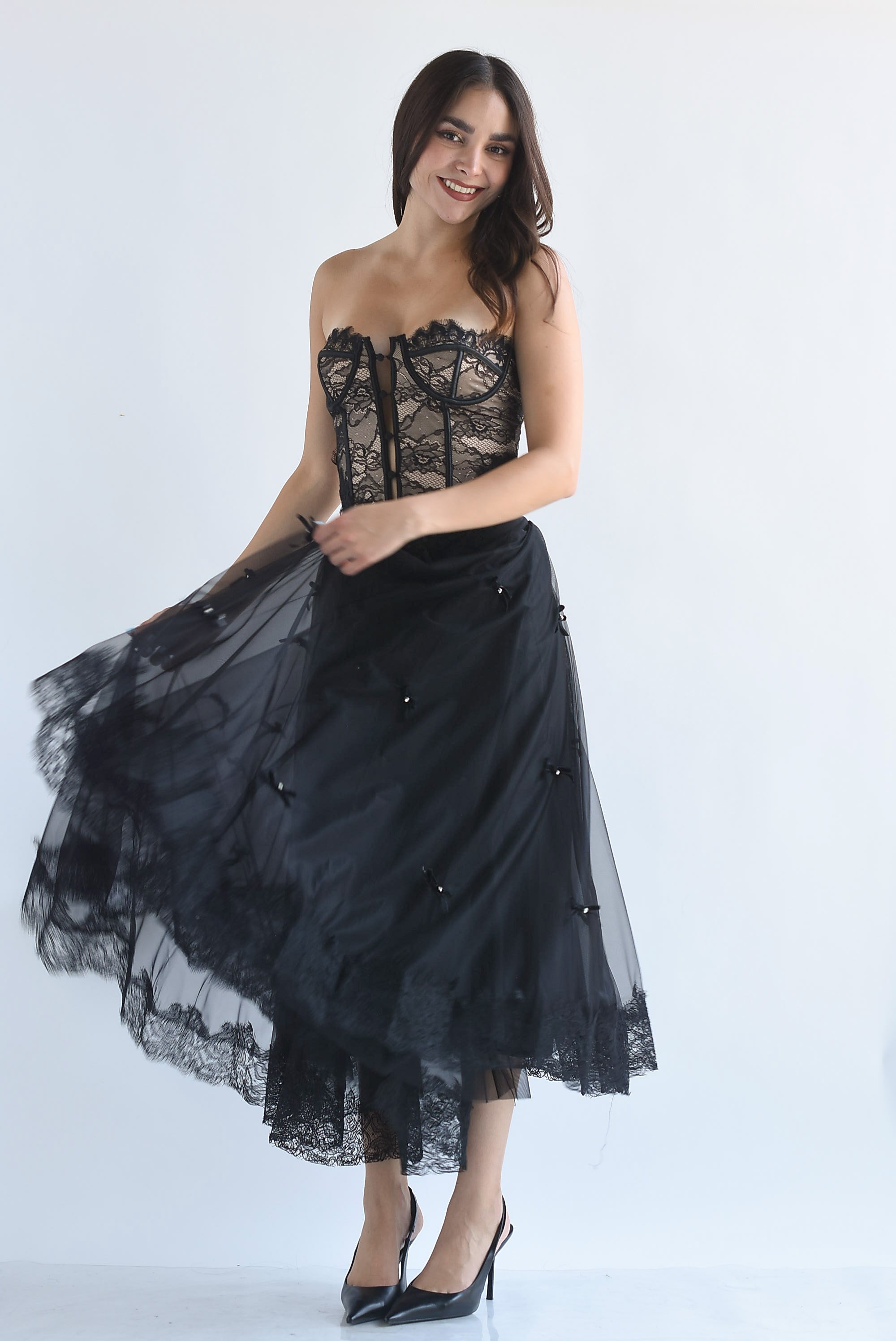 Falda tulle moños terciopelo