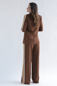 Fashion Styled Set Pantalón y Blazer track bitono Marrón