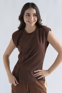 Fashion Styled Blusa pinza drapeada Espresso