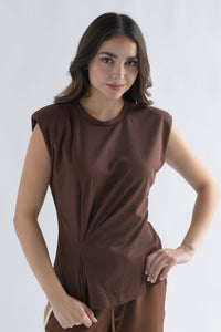 Fashion Styled Blusa pinza drapeada Espresso