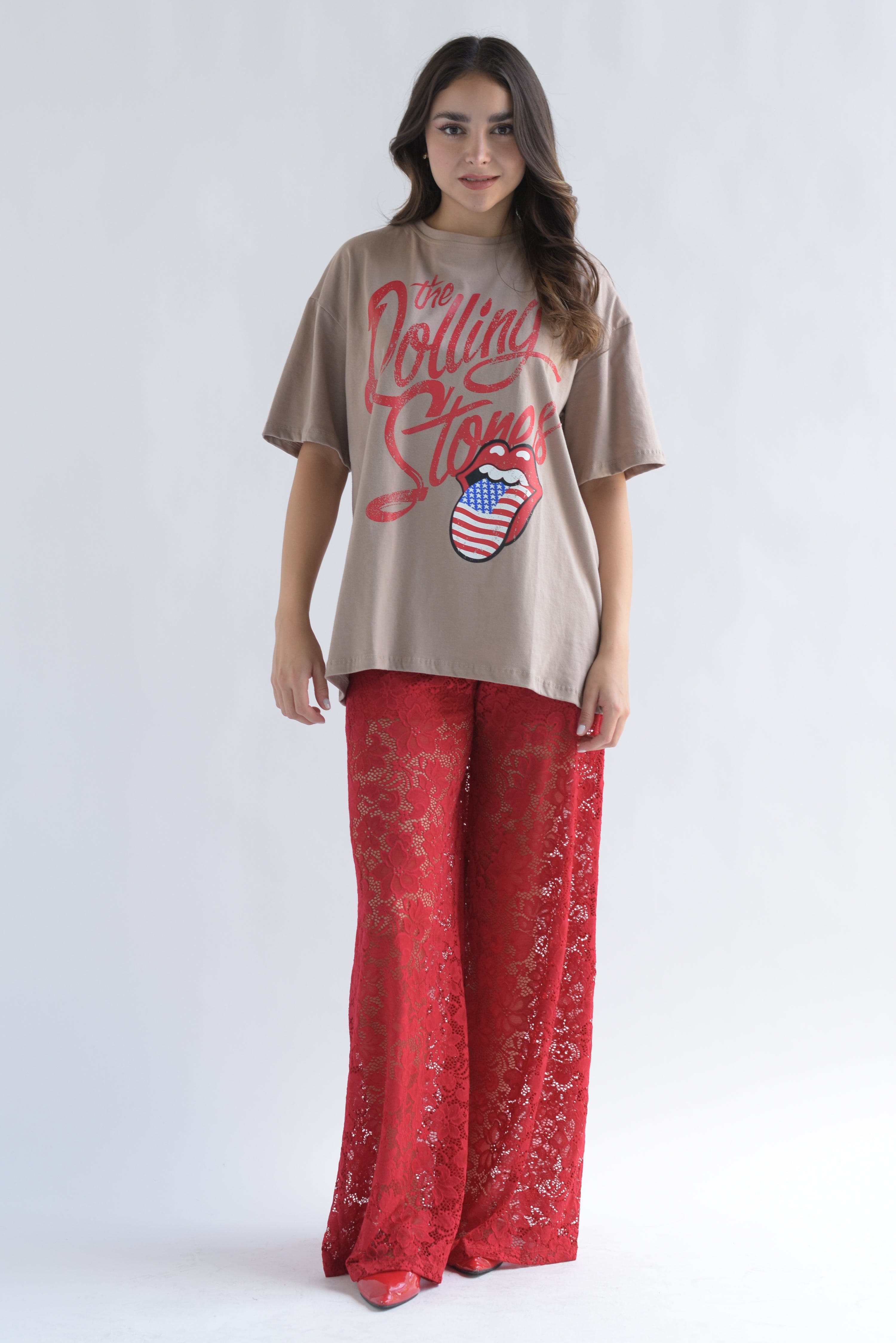 T-Shirt Rolling Stones lengua USA Moka