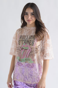 Fashion Styled T-Shirt encaje Rock n Roll Blush