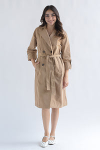 Fashion Styled Gabardina manga ajustable Kaki