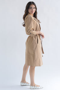 Fashion Styled Gabardina manga ajustable Kaki