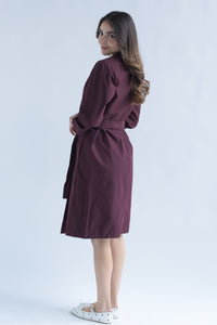 Fashion Styled Gabardina manga ajustable Vino