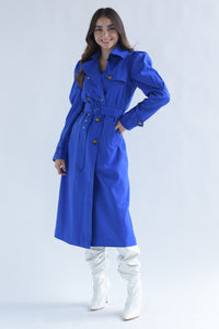 Fashion Styled Gabardina manga puffy Azul Rey