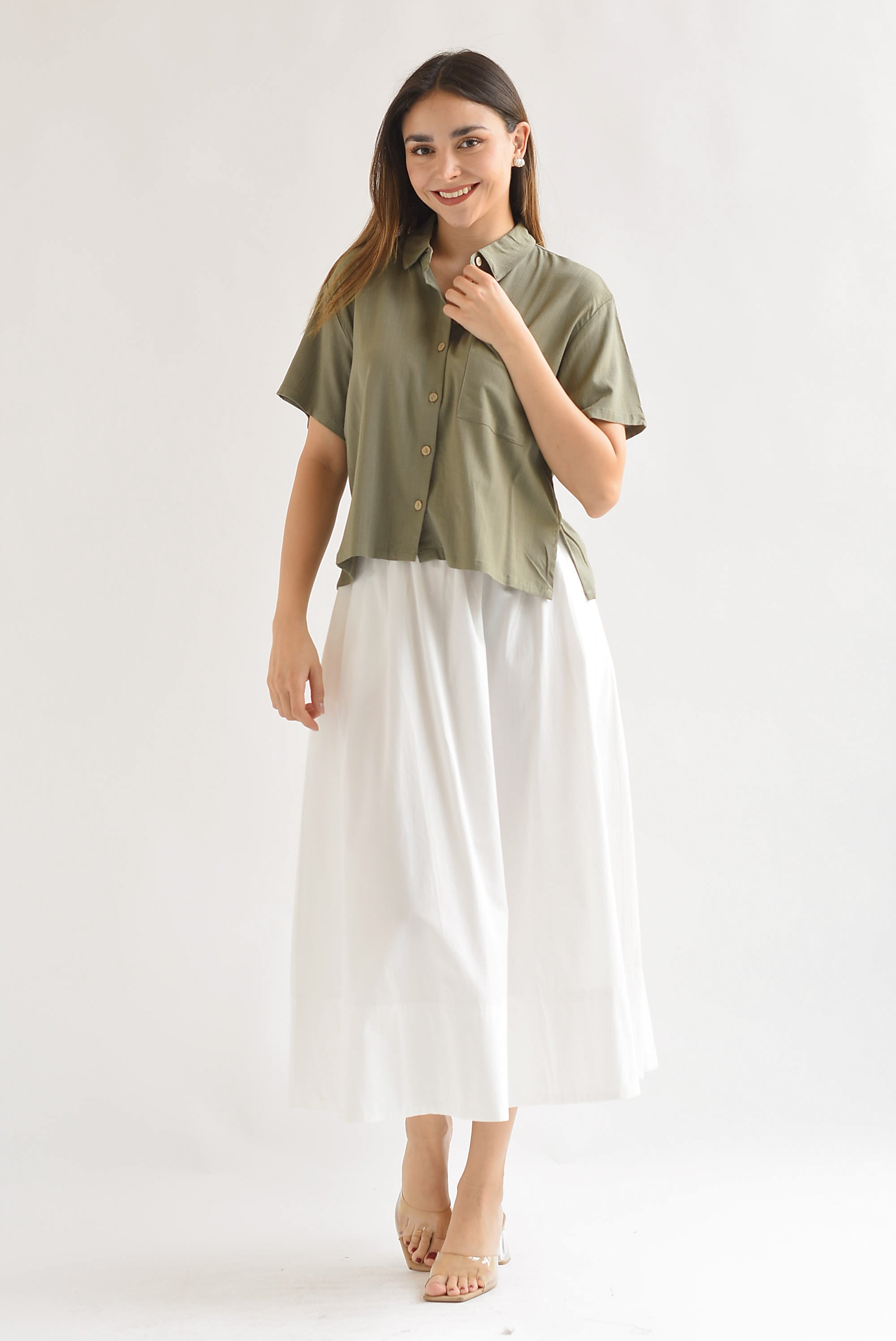 Falda midi corte A Blanco