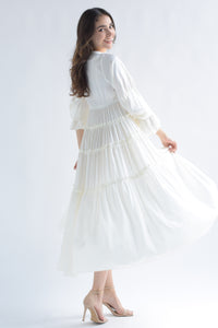 Fashion Styled Vestido manga larga satín olán Ivory