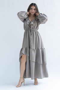 Fashion Styled Vestido largo olanes rayas Moka