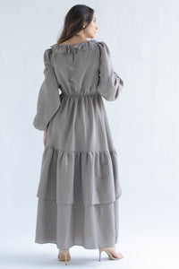 Fashion Styled Vestido largo olanes rayas Moka