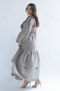 Fashion Styled Vestido largo olanes rayas Moka