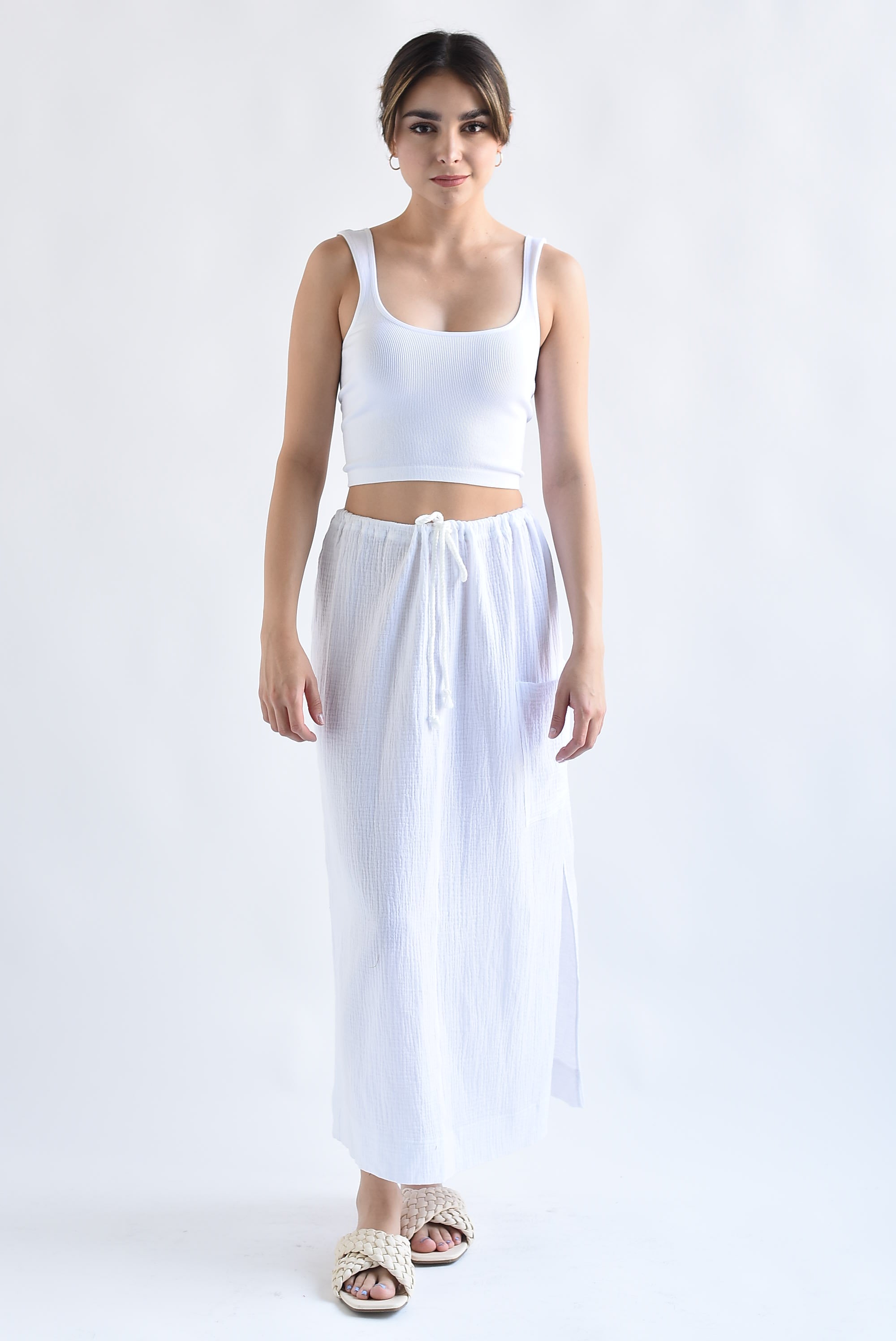 Falda cargo lino Blanca