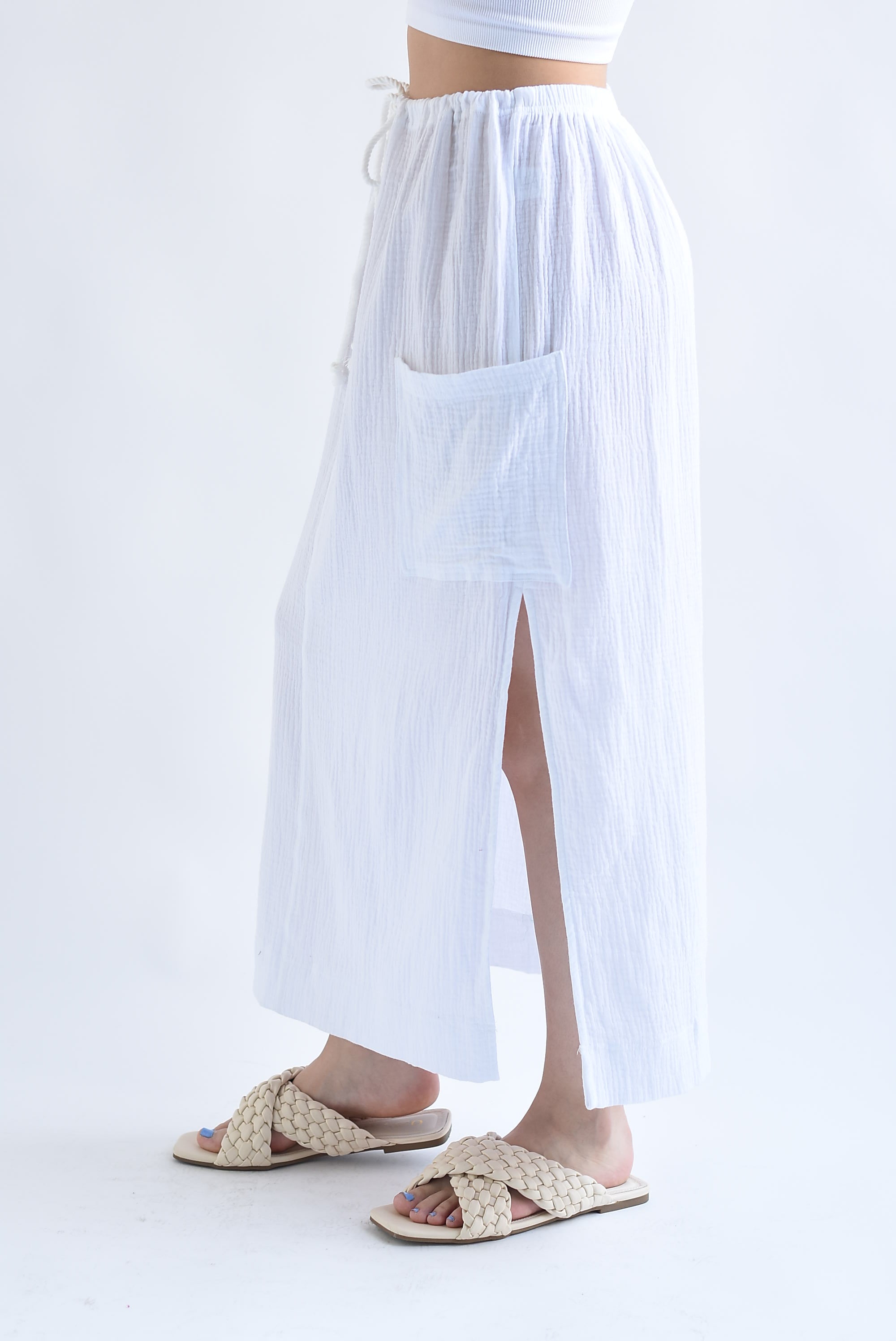 Falda cargo lino Blanca