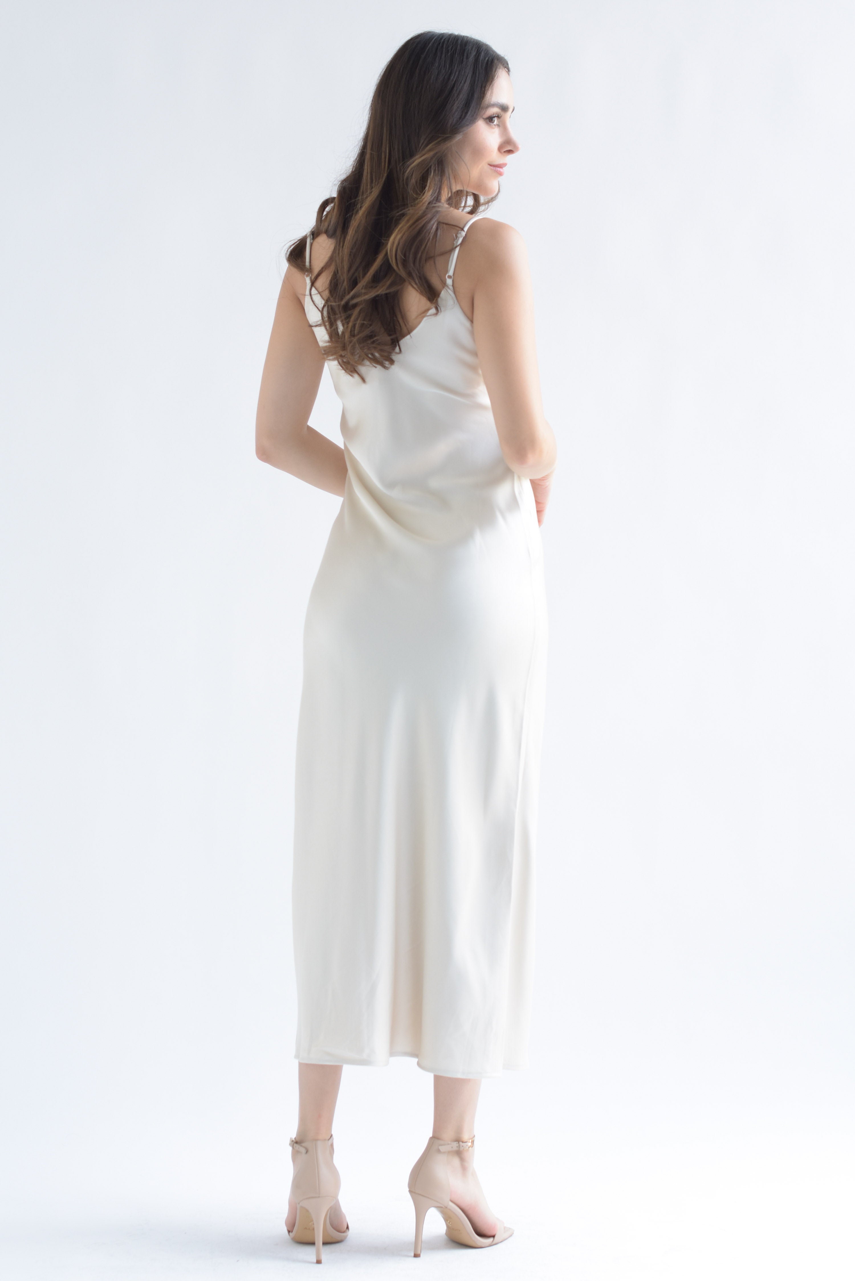 Vestido midi lencero Ivory