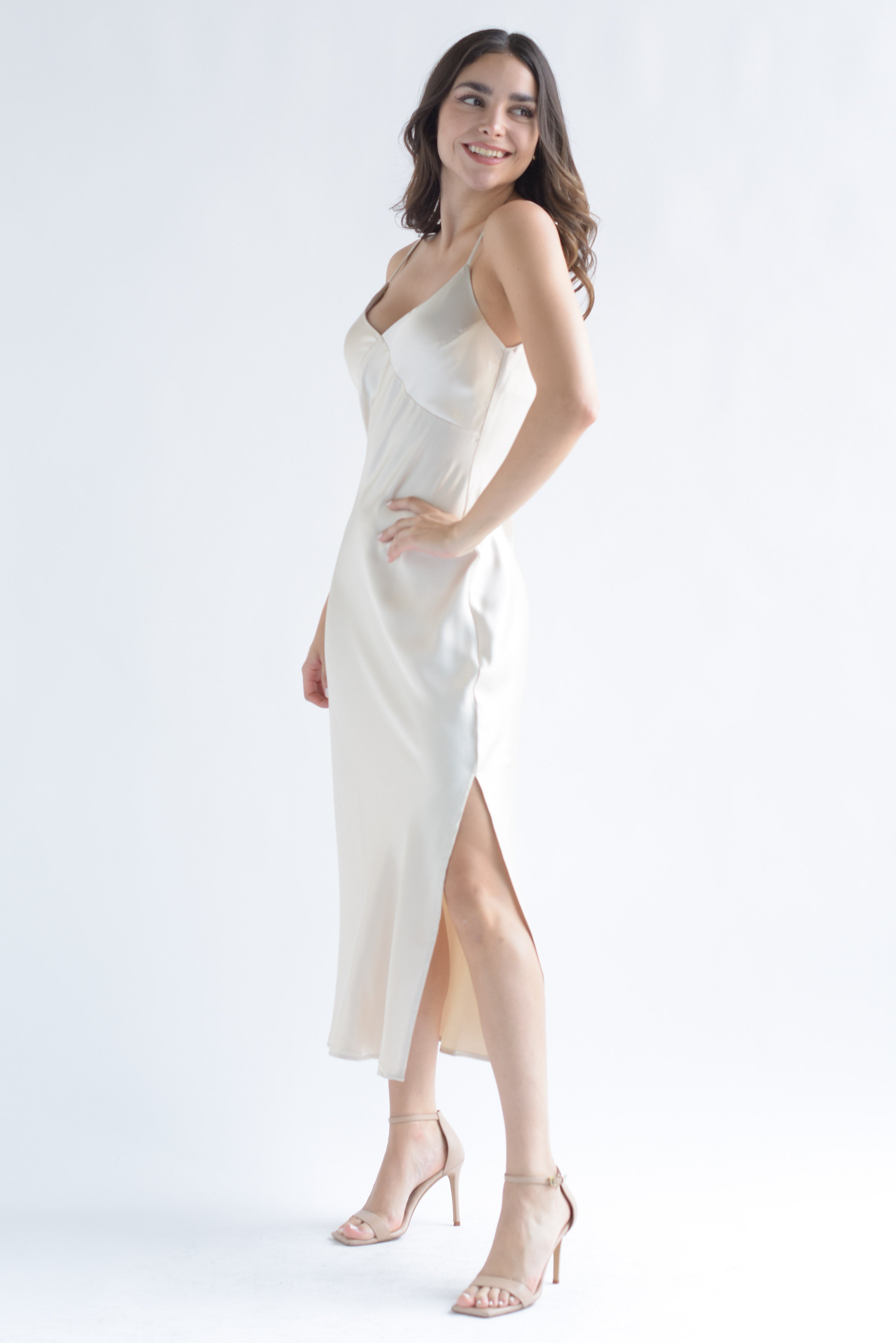 Vestido midi lencero Ivory