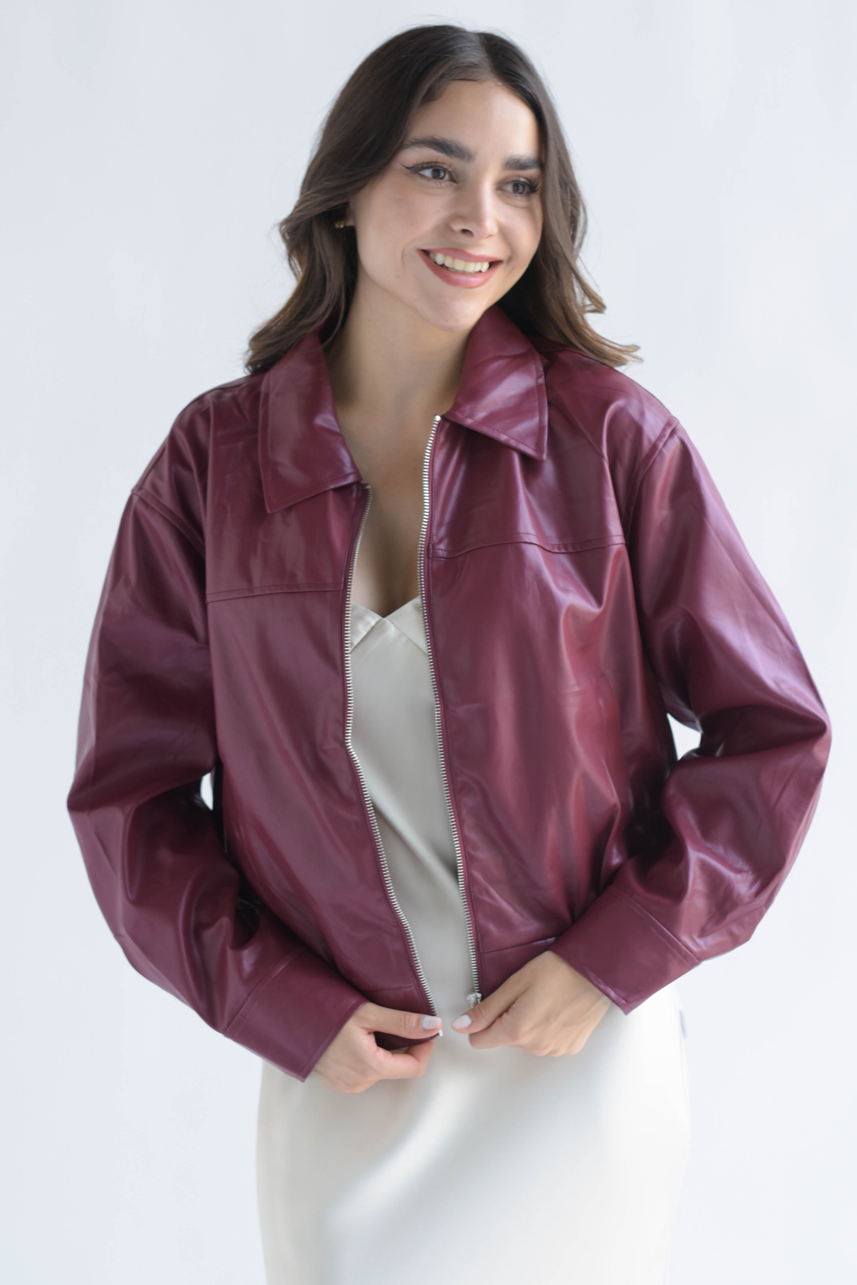 Chamarra bomber vinipiel Rojo Cereza