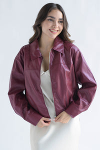 Fashion Styled Chamarra bomber vinipiel Rojo Cereza
