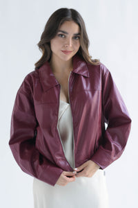 Fashion Styled Chamarra bomber vinipiel Rojo Cereza