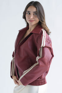 Fashion Styled Chamarra bomber vinipiel track Rojo