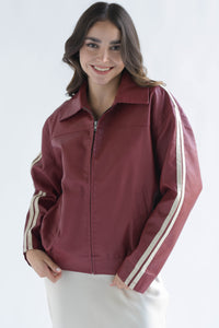 Fashion Styled Chamarra bomber vinipiel track Rojo