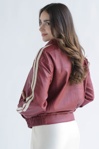 Fashion Styled Chamarra bomber vinipiel track Rojo