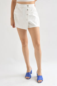Fashion Styled Skort Denim botones Blanco