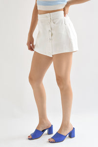 Fashion Styled Skort Denim botones Blanco