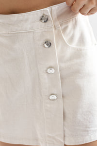 Fashion Styled Skort Denim botones Blanco