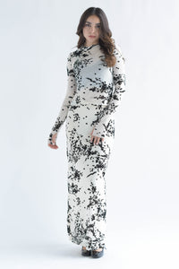 Fashion Styled Set Falda y Blusa mesh flores Ivory
