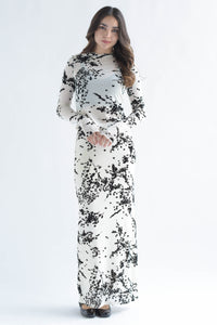 Fashion Styled Set Falda y Blusa mesh flores Ivory