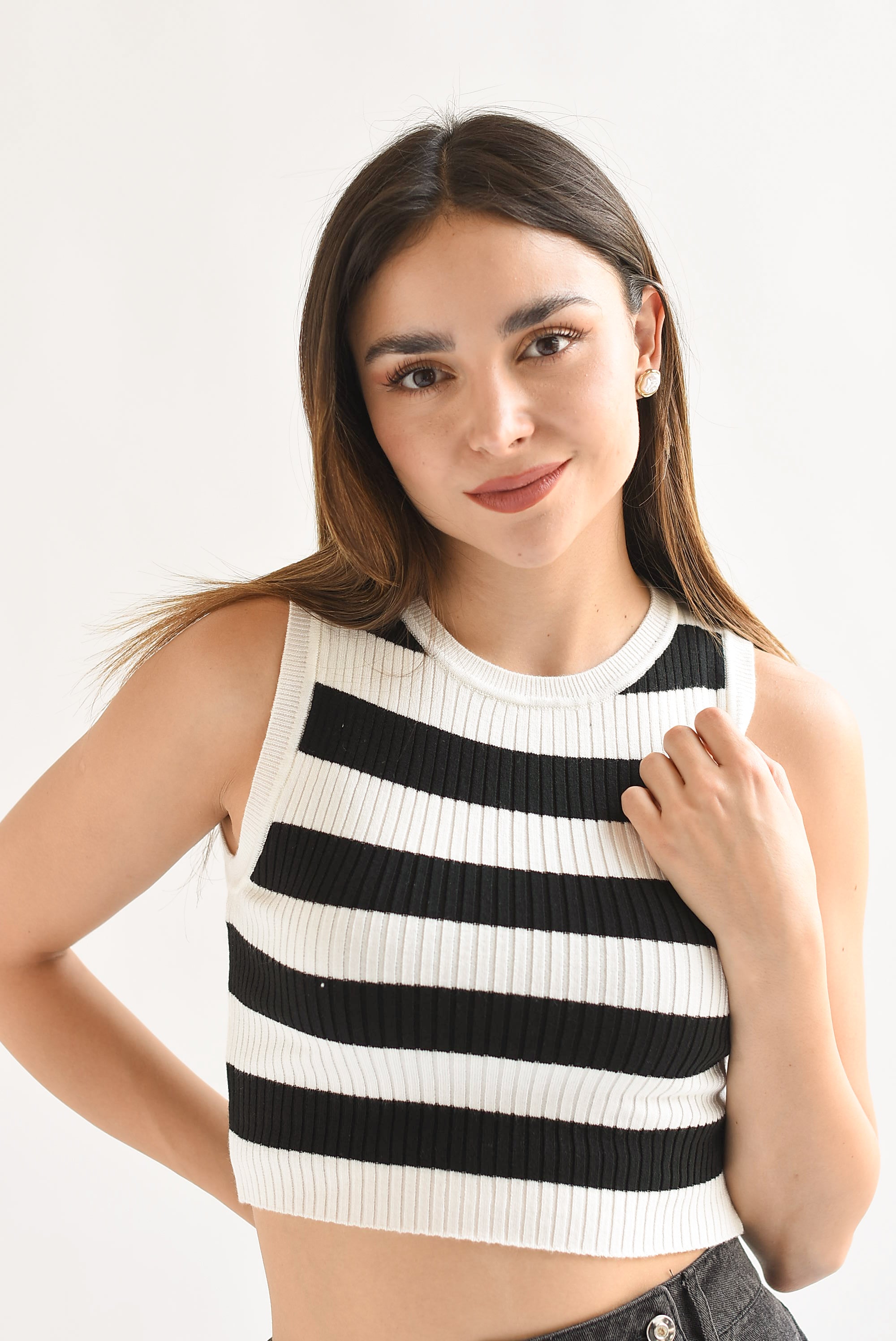 Top rayas marineras Negro